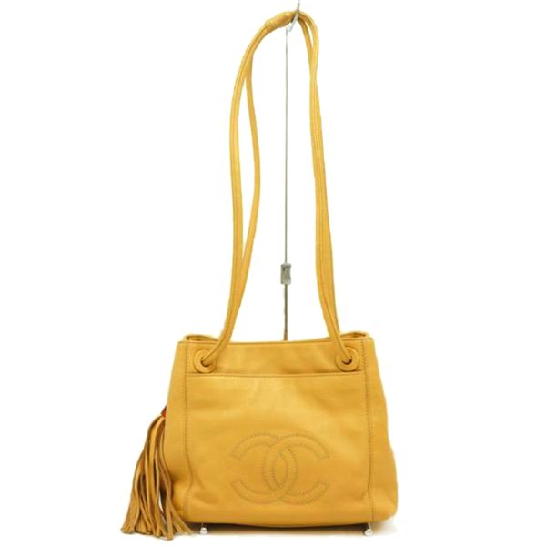 71842 1 Chanel Coco Mark Fringe Shoulder Bag Yellow