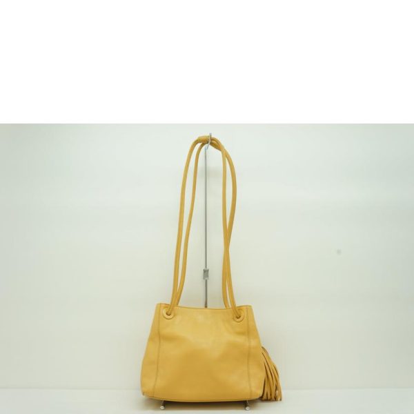 71842 2 Chanel Coco Mark Fringe Shoulder Bag Yellow