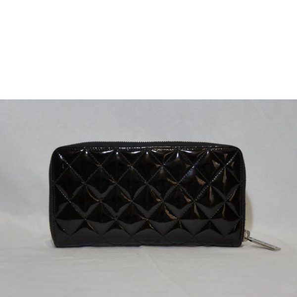 71884 2 Chanel Brilliant Round Zipper Long Wallet Black