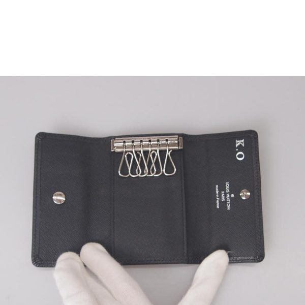 72040 4 Louis Vuitton Multicle 6 Key Holder Taiga Black