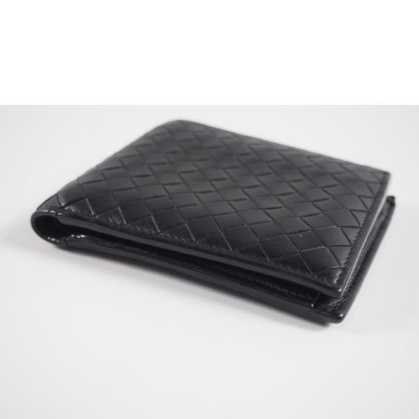 72084 3 Bottega Veneta Intrecciato Bi Fold Wallet Black