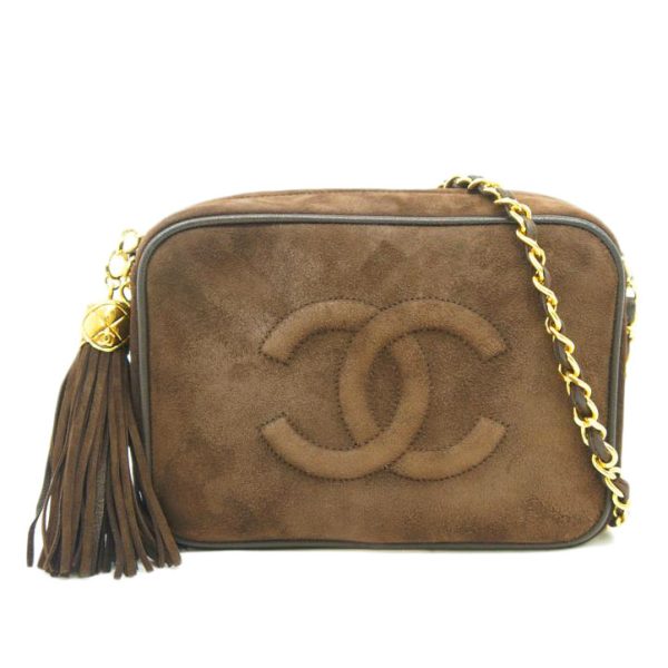 72085 1 Chanel Suede Coco Mark Fringe Chain Shoulder Bag