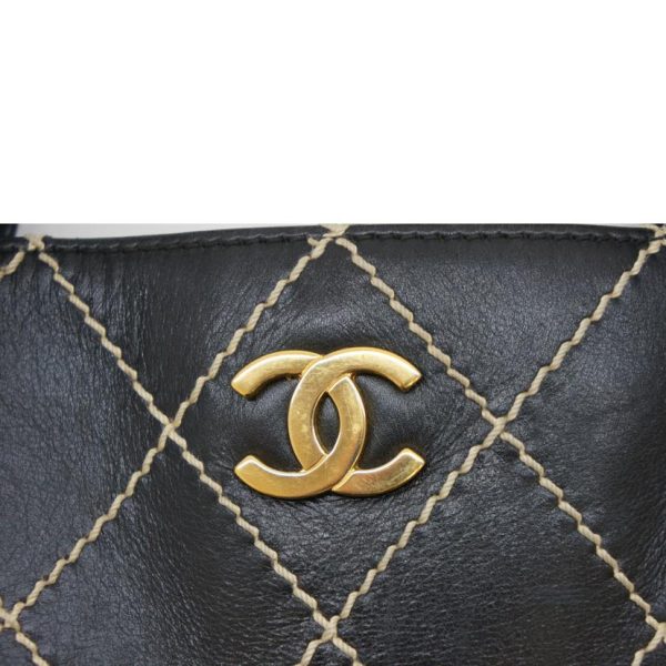 72108 9 Chanel Wild Stitch Shoulder Bag Black