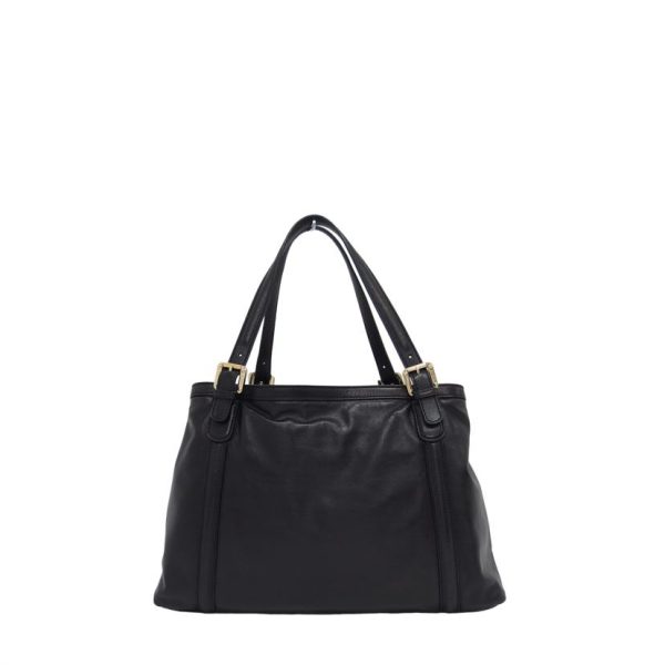 72120 2 Gucci Double G Leather Tote Bag Black