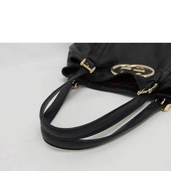 72120 4 Gucci Double G Leather Tote Bag Black