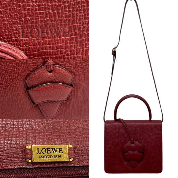 721a721 29893 4 Loewe Barcelona Logo Leather 2way Mini Shoulder Bag Red