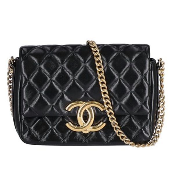 72233 1 Chanel Mini Matelasse Chain Shoulder Bag Black