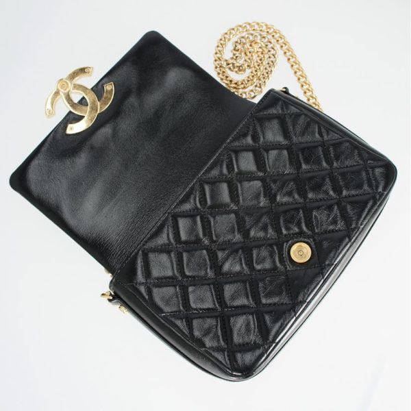 72233 5 Chanel Mini Matelasse Chain Shoulder Bag Black