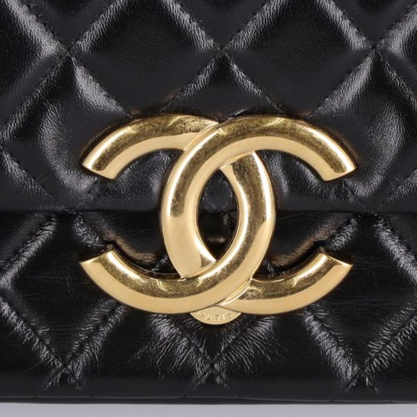 72233 8 Chanel Mini Matelasse Chain Shoulder Bag Black