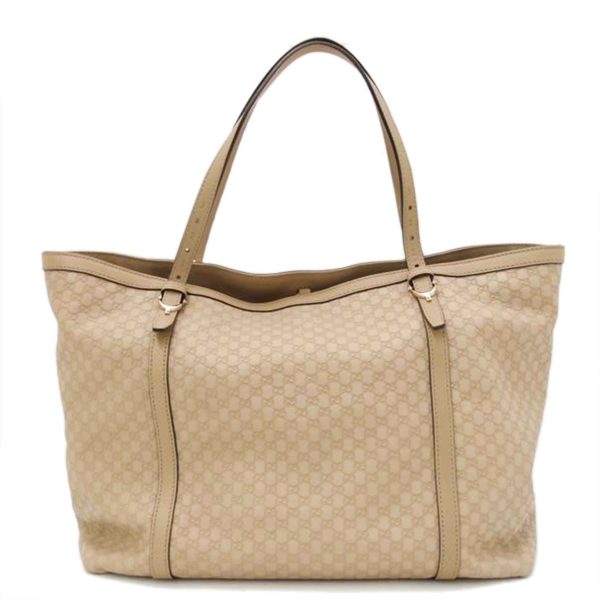 72262 1 GUCCI Leather Shoulder Bag Micro Guccissima Tote Beige