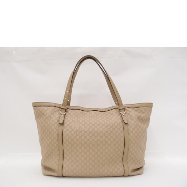 72262 2 GUCCI Leather Shoulder Bag Micro Guccissima Tote Beige