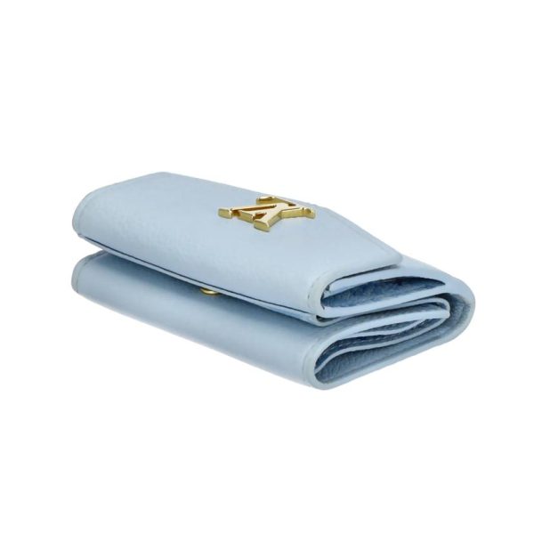 72369 3 Louis Vuitton Portefeuille Lock Mini Wallet Light Blue