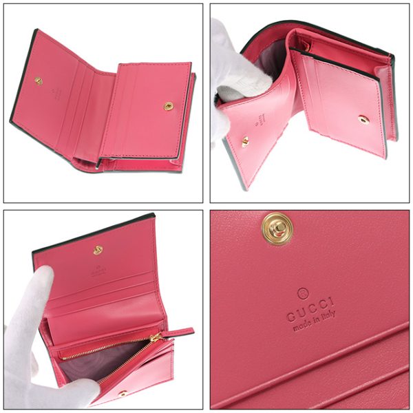 723786 um8ig 6627 3 GUCCI GG Matelasse Card Case Coin Bifold Mini Wallet Pink