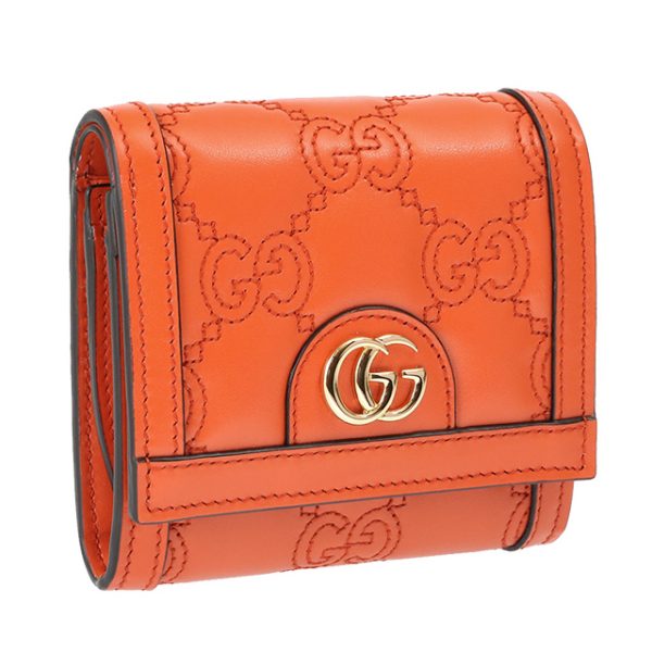 723799 um8ig 7519 GUCCI GG Matelasse Card Case Wallet Coi Bill Bifold Mini Wallet Orange