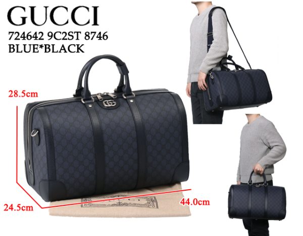 724642 uulhk 8441 1 GUCCI Ophidia Small Duffel GG Supreme Bag Padlock Bag Black