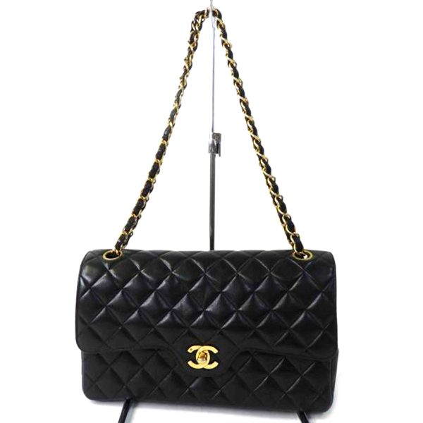 72502 1 Chanel Matelassé Double Flap 25 Chain Shoulder Bag Black