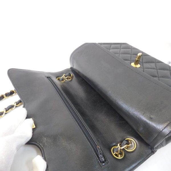 72502 8 Chanel Matelasse Double Flap Chain Shoulder Bag Black