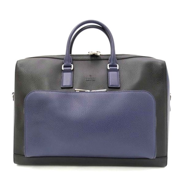 72514 1 GUCCI Leather Business Bag A4 Compatible Briefcase Blue