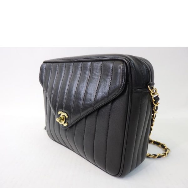 72564 3 Chanel Mademoiselle Fringe Chain Shoulder Bag Lambskin Black