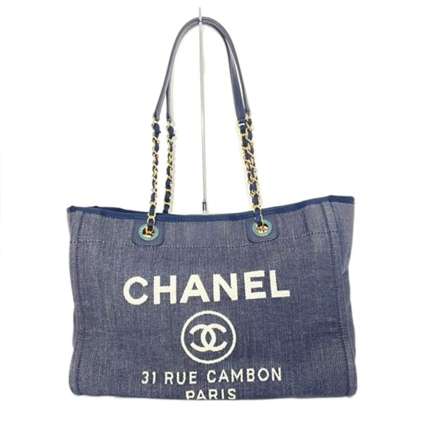 72578 1 Chanel Deauville Denim Chain Tote Bag Black