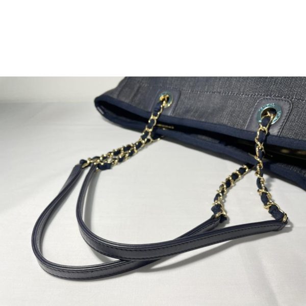 72578 3 Chanel Deauville Denim Chain Tote Bag Black