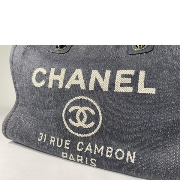 72578 5 Chanel Deauville Denim Chain Tote Bag Black