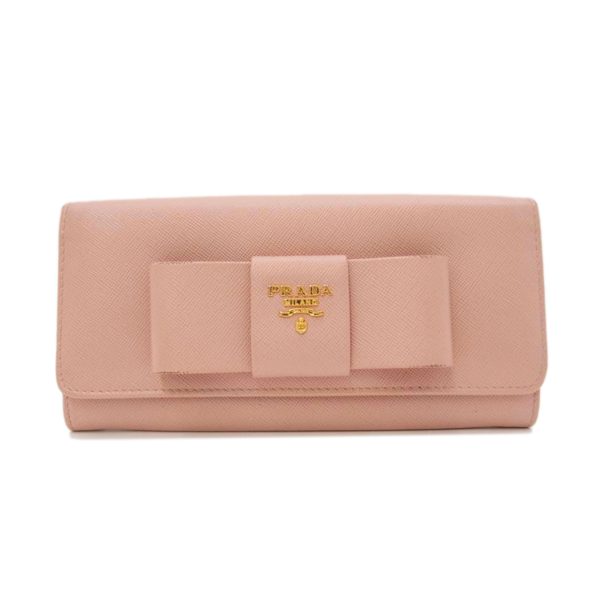 72584 1 PRADA Prada Saffiano Ribbon Twin Hook Long Wallet Bag Pink