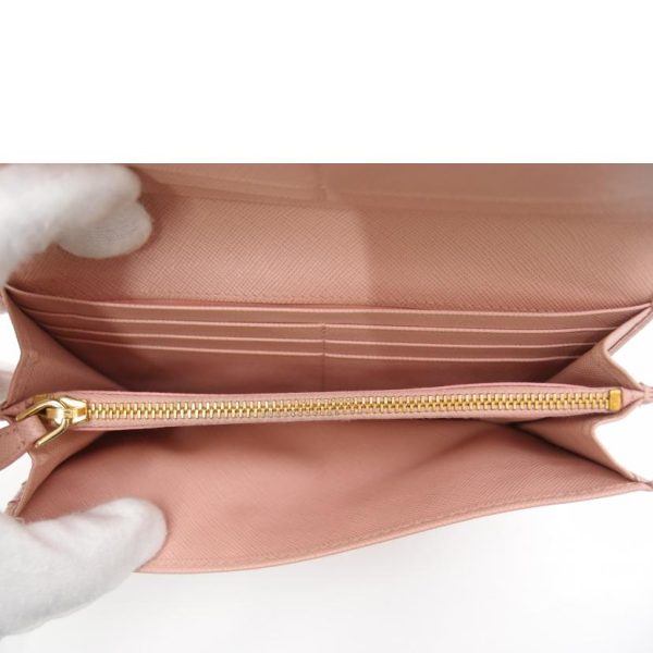 72584 4 PRADA Prada Saffiano Ribbon Twin Hook Long Wallet Bag Pink