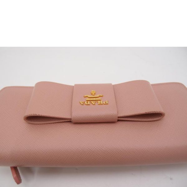 72584 7 PRADA Prada Saffiano Ribbon Twin Hook Long Wallet Bag Pink