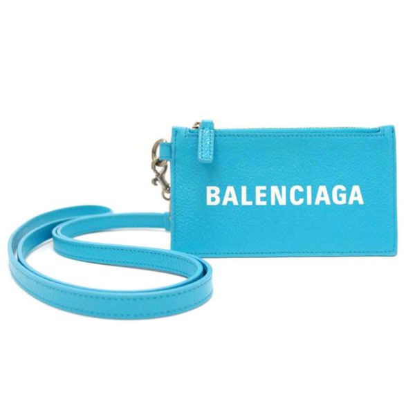 72621 1 Balenciaga Cash Card Case on Key Ring with Neck Strap Black