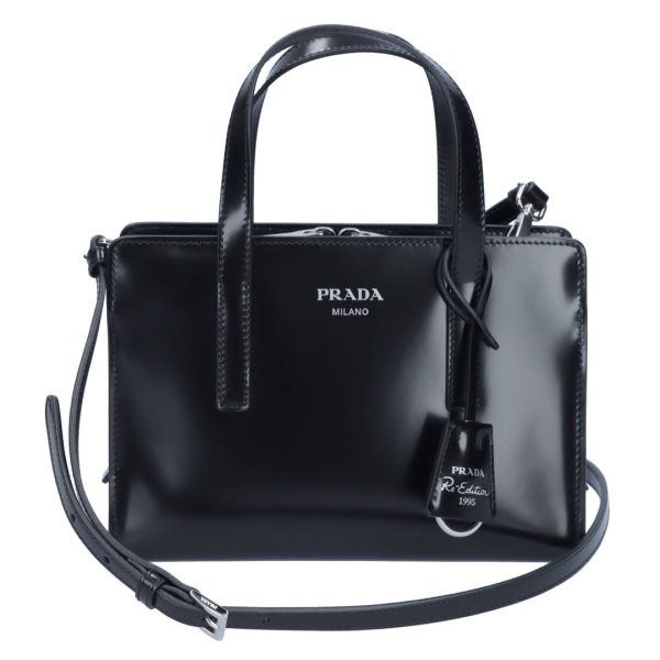 72624 6 PRADA 2WAY Bag SPAZZOLATO RE EDITION 1995 Mini Black