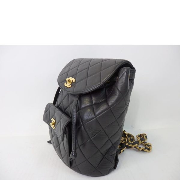 72625 3 Chanel Cocomark Chain Backpack Lambskin Black