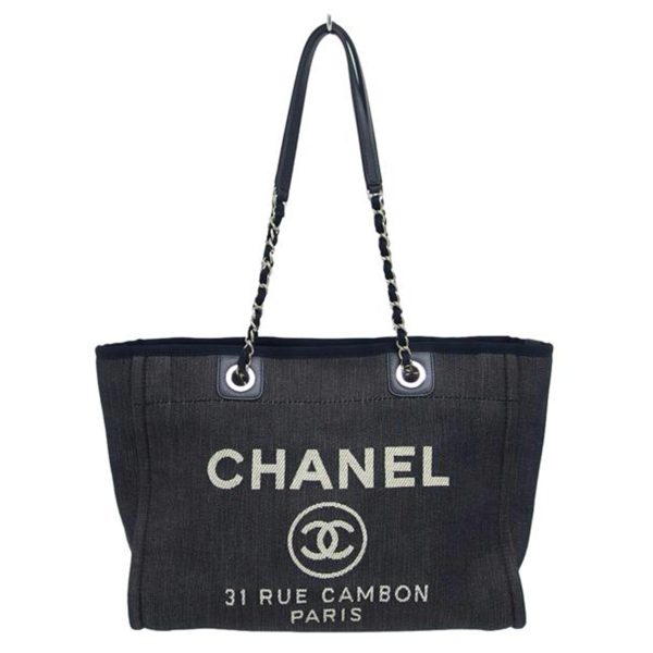 72656 1 Chanel Deauville MM Denim Tote Navy