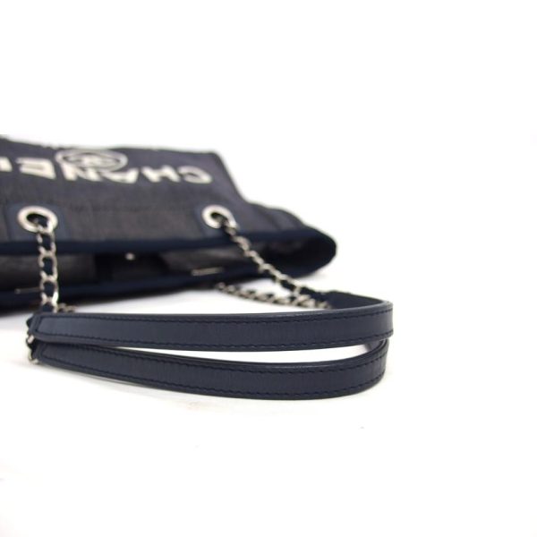 72656 9 Chanel Deauville MM Denim Tote Navy