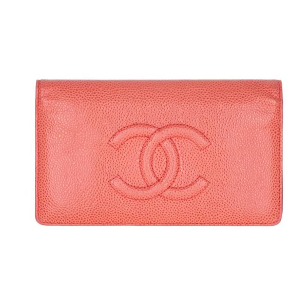 72717 1 Chanel Caviar Skin Coco Mark Long Wallet Black