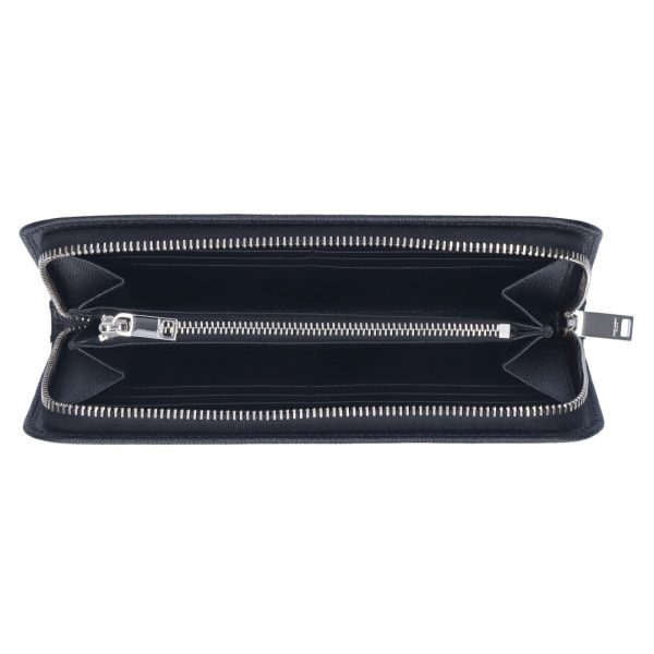 72739 3 SAINT LAURENT PARIS Long Wallet Zipper Coin Purse Black