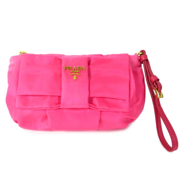 72747 1 PRADA Prada Nylon Ribbon Pouch Bag Pink