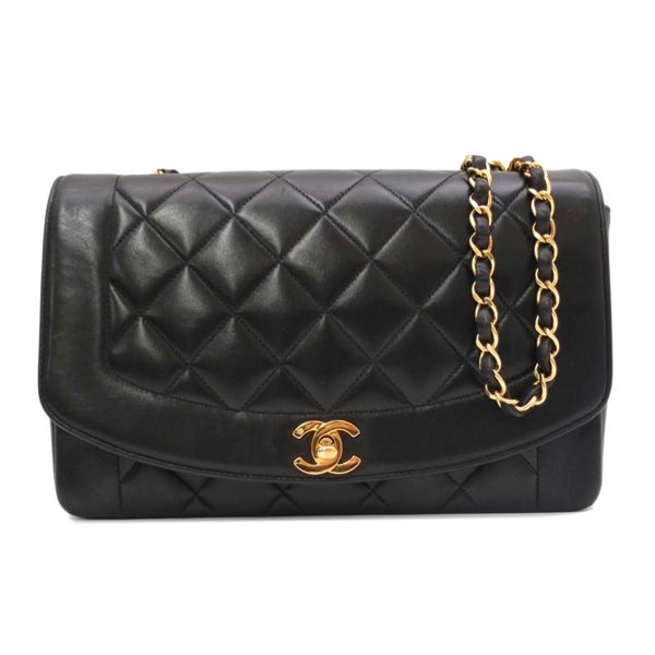 72761 1 Chanel Matrassel Lambskin Chain Shoulder Bag Black