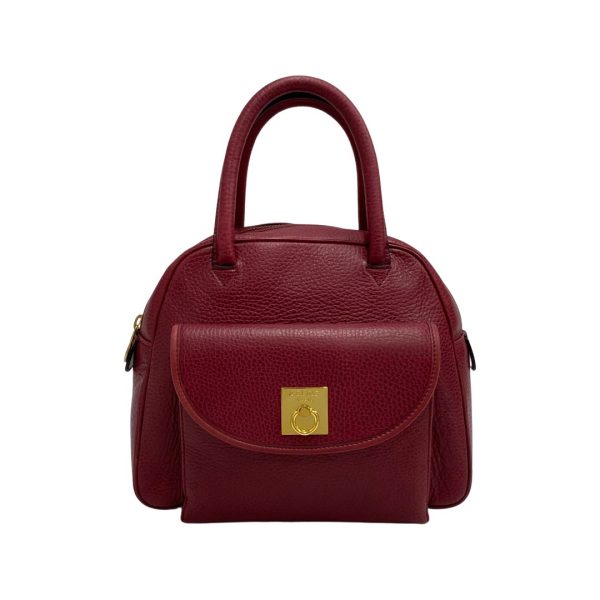 727c727 22210 1 Celine Vintage Ring Logo Metal Leather Mini Tote Bag Bordeaux