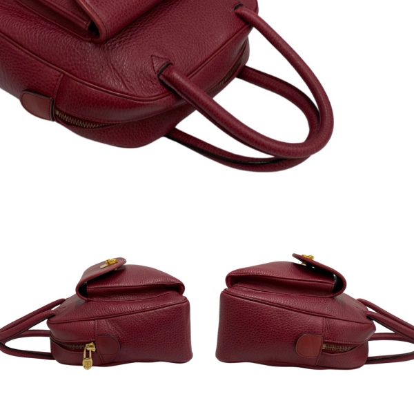 727c727 22210 5 Celine Vintage Ring Logo Metal Leather Mini Tote Bag Bordeaux