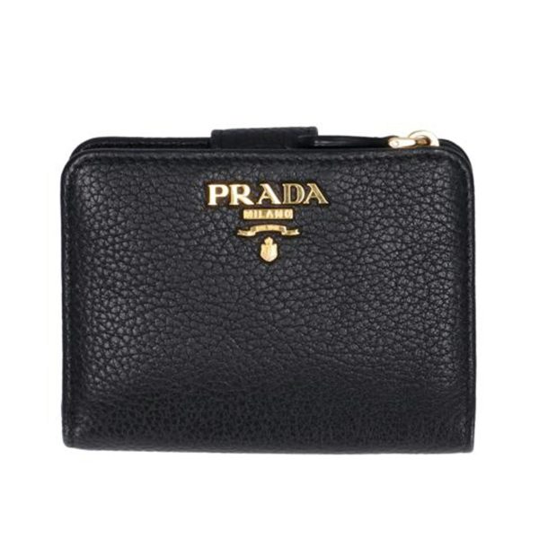 72948 1 Prada L Shaped Round Leather Wallet Black