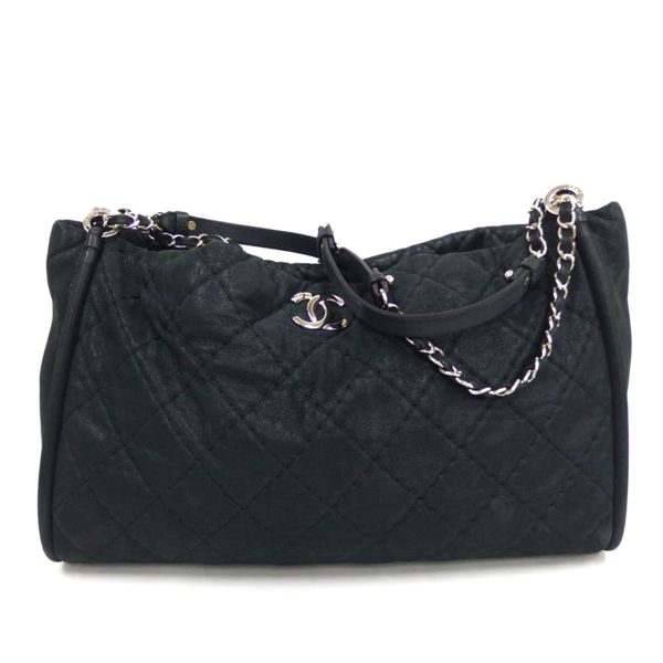 72990 1 CHANEL Matelasse Sparkle Leather Chain Shoulder Bag Black