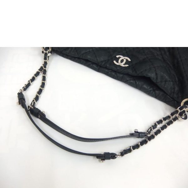 72990 3 CHANEL Matelasse Sparkle Leather Chain Shoulder Bag Black