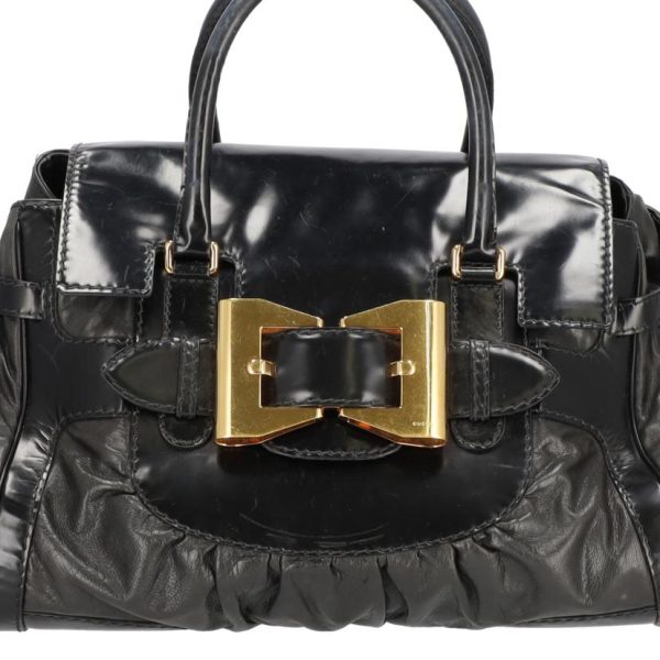 73308 6 Gucci Queen Leather Bag Black