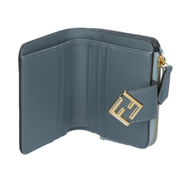 73407 3 FENDI fold wallet bi fold wallet FF diamond 8M0490 light blue