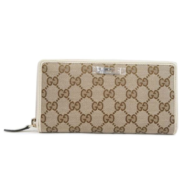 73585 1 Gucci GG Canvas Round Zipper Wallet Brown