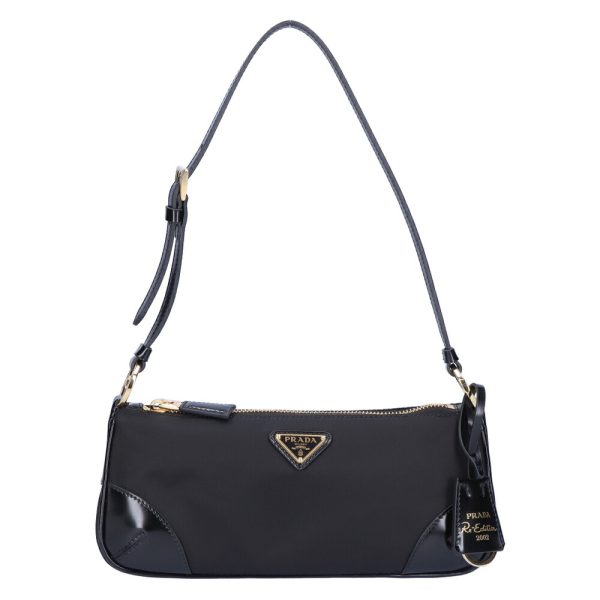 73661 6 PRADA shoulder bag TESSUTO SPAZZOL NERO Black