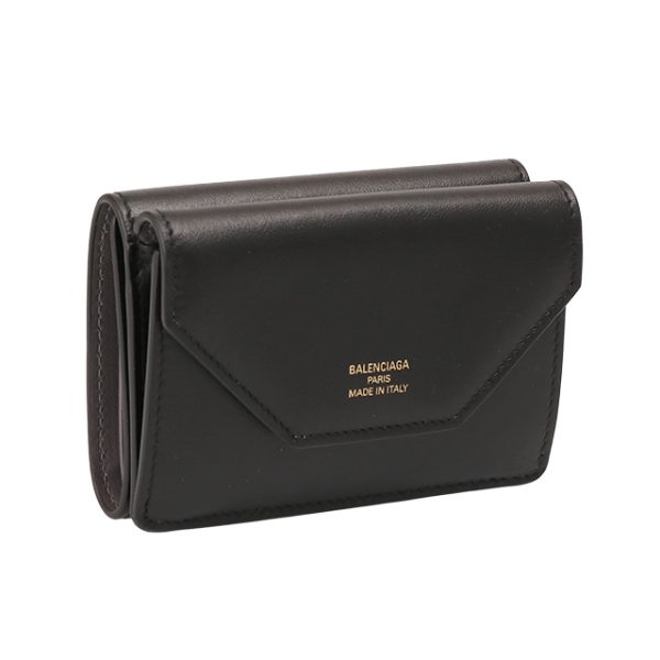 736730 2aaby 1061 BALENCIAGA ENVELOPE Mini Wallet Trifold Wallet Black