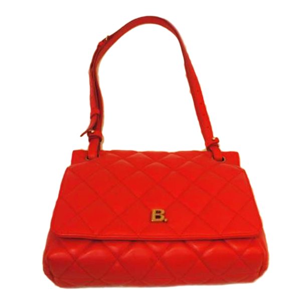 73730 1 Balenciaga B Logo Leather Quilted Shoulder Bag Red