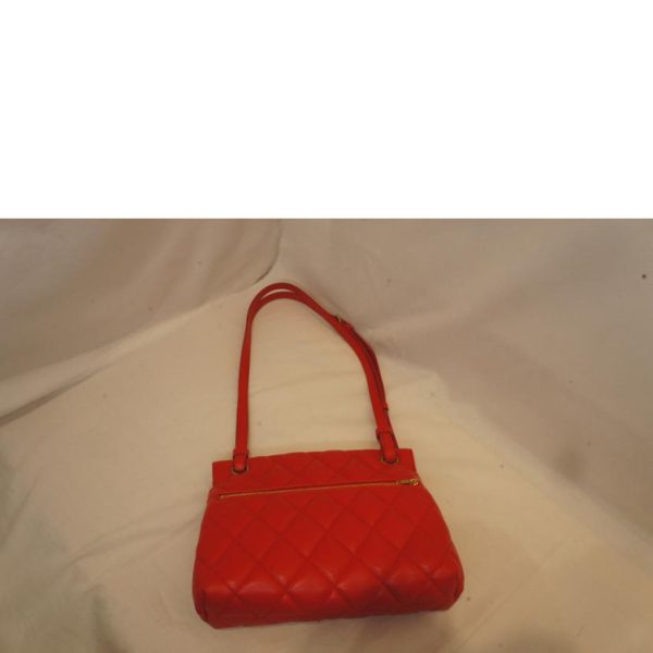 73730 2 Balenciaga B Logo Leather Quilted Shoulder Bag Red